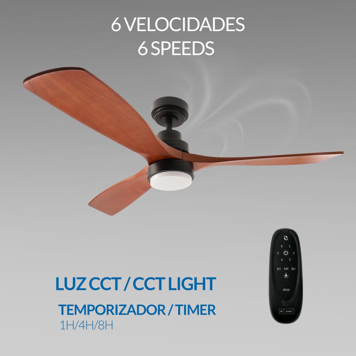 Ventilador de techo LED Black Wood