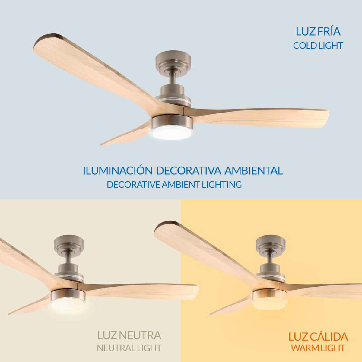 Ventilador de techo LED Nickel Wood