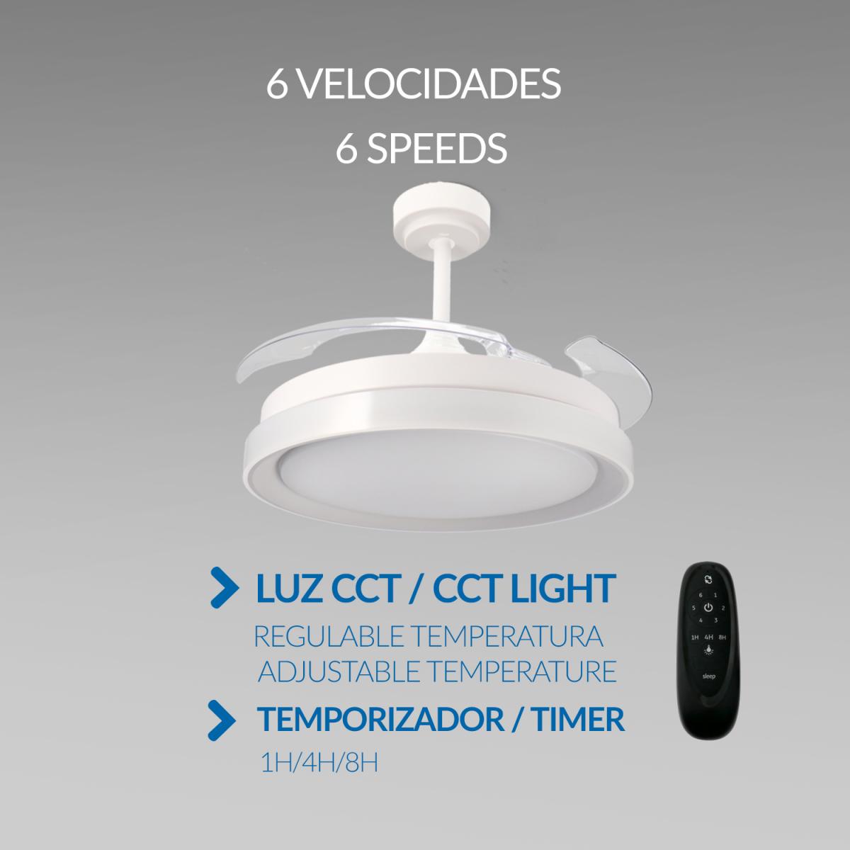 Ventilador de techo LED White Yeray Ø107 cm
