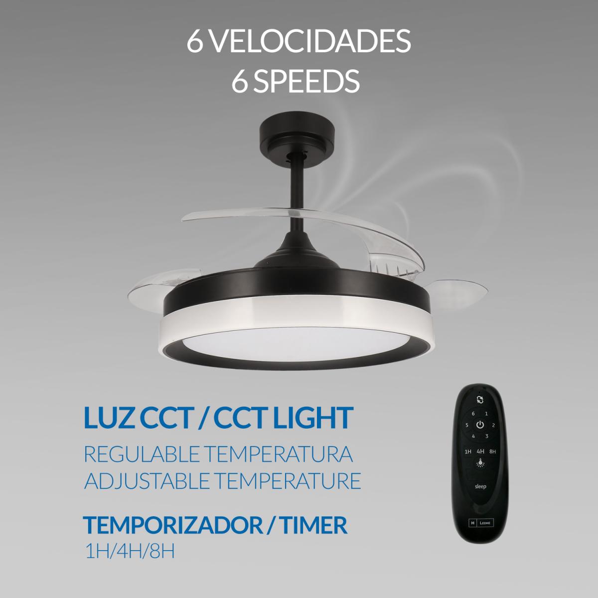 Ventilador de techo LED Black Yeray Ø107 cm