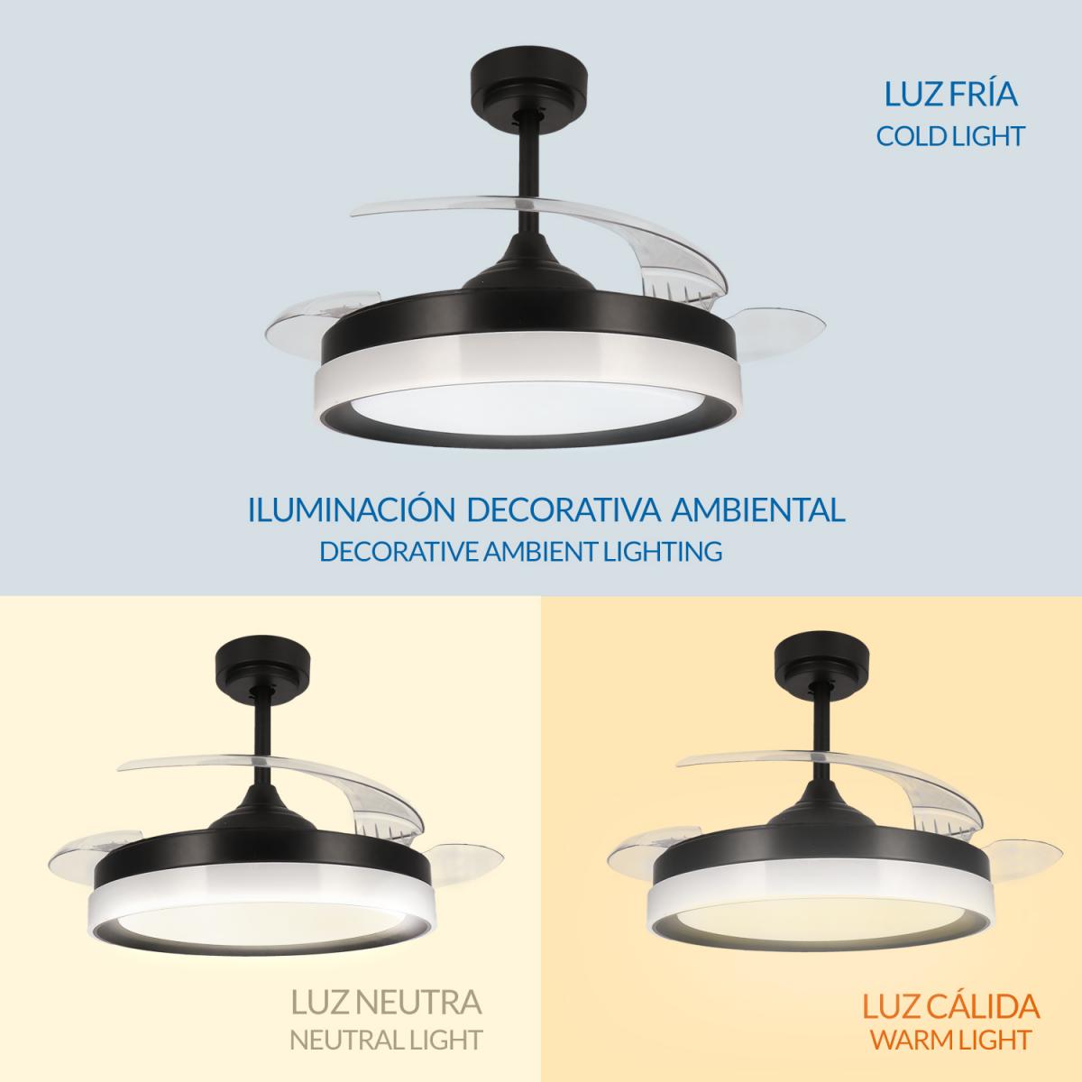 Ventilador de techo LED Black Yeray Ø107 cm