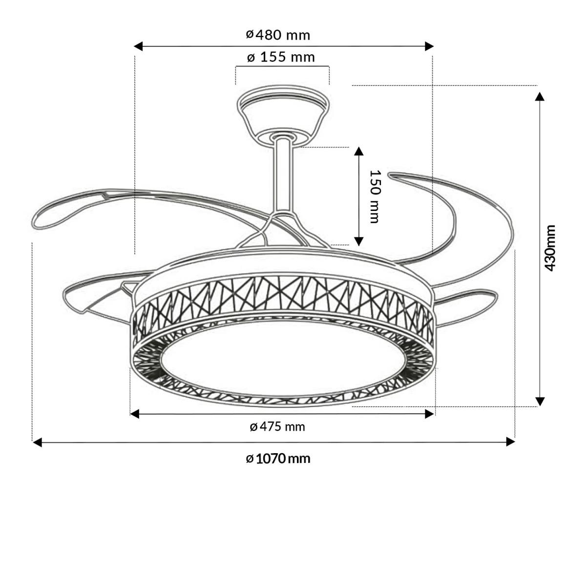 Ventilador de techo LED Black Aqua Ø107 cm