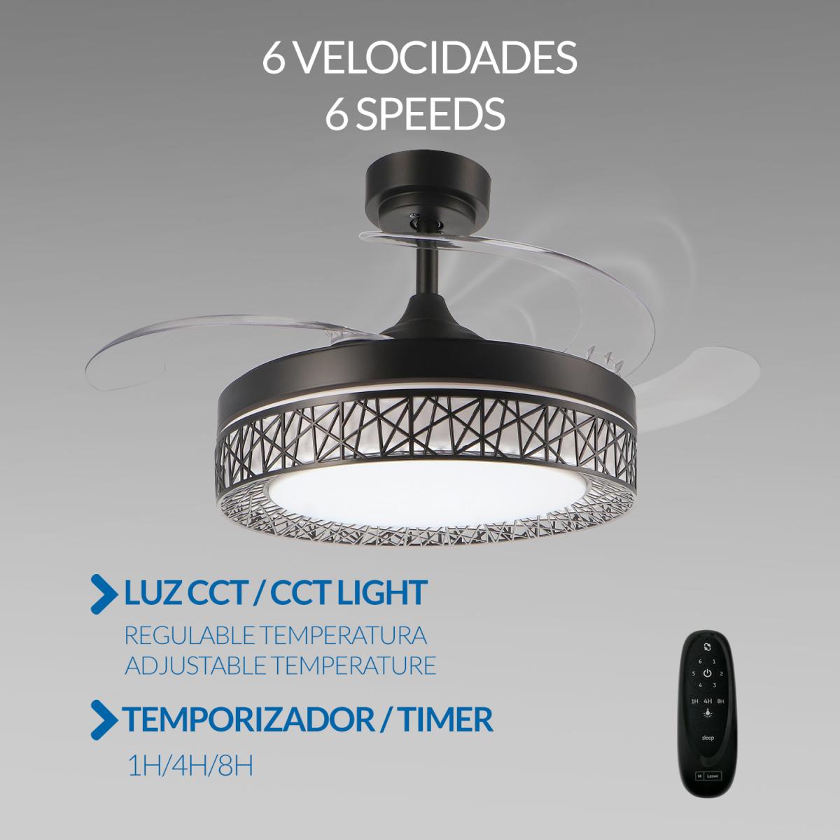 Ventilador de techo LED Black Aqua Ø107 cm