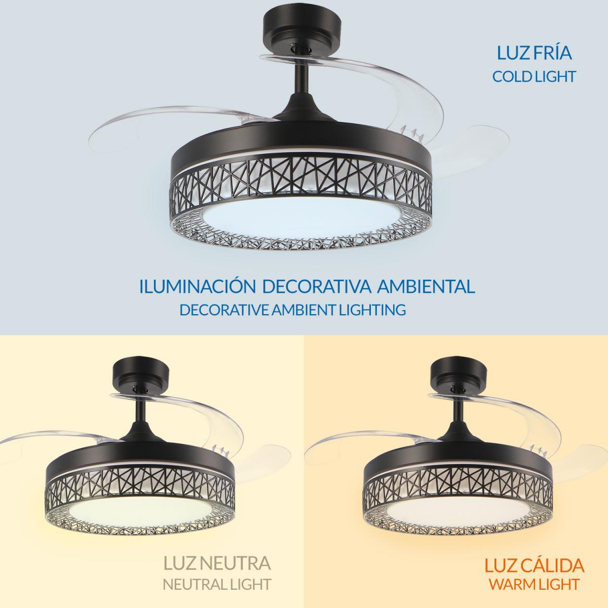 Ventilador de techo LED Black Aqua Ø107 cm