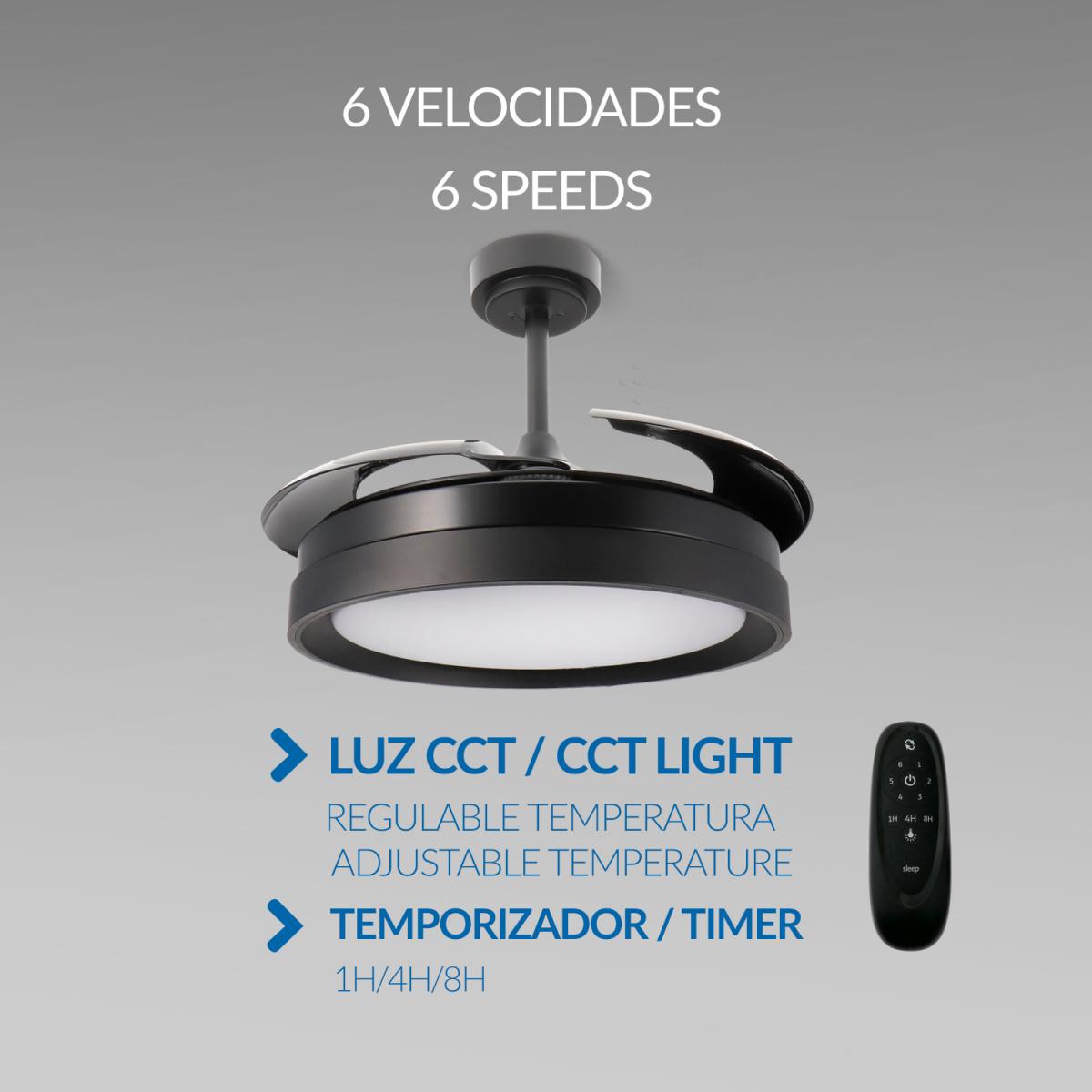 Ventilador de techo LED Black II Yeray Ø107 cm