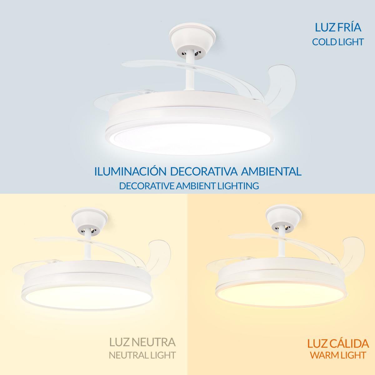 Ventilador de techo LED White Olga Ø107 cm