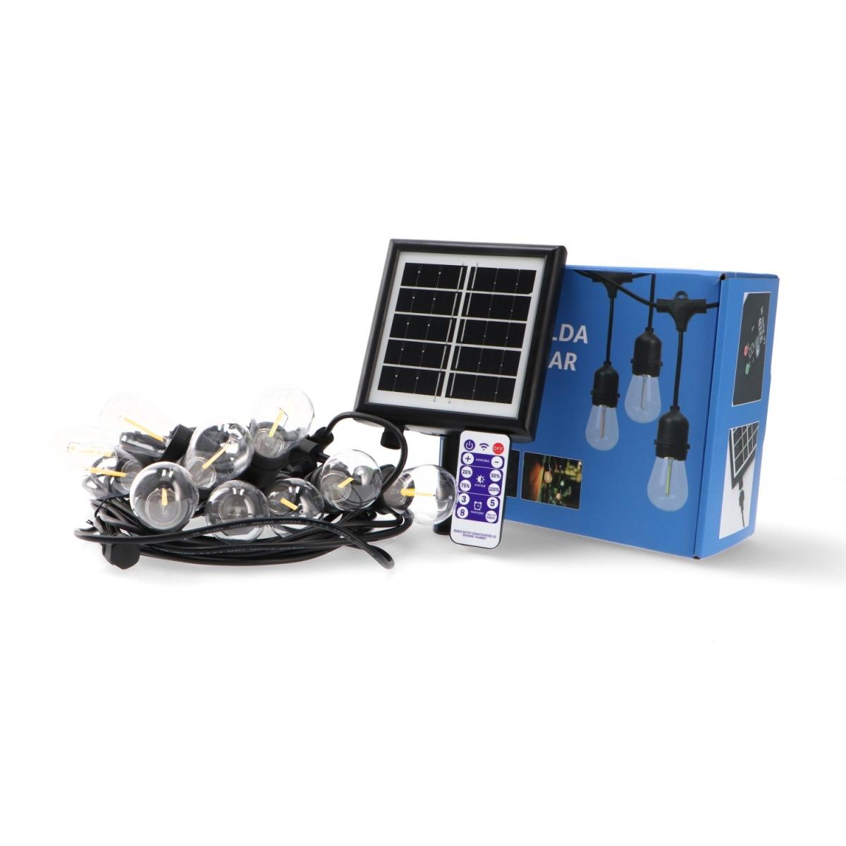 Guirnalda Led Solar 3W de 10 bombillas E27 Exterior IP65 - 3000K