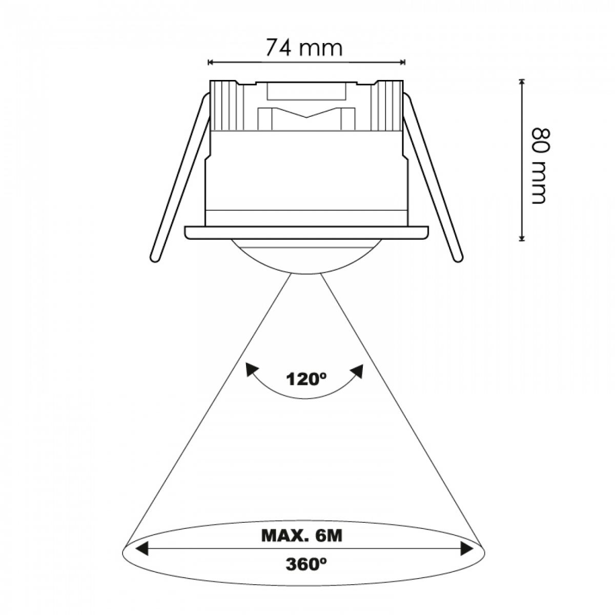 Detector de movimiento PIR 360º Empotrable Silver