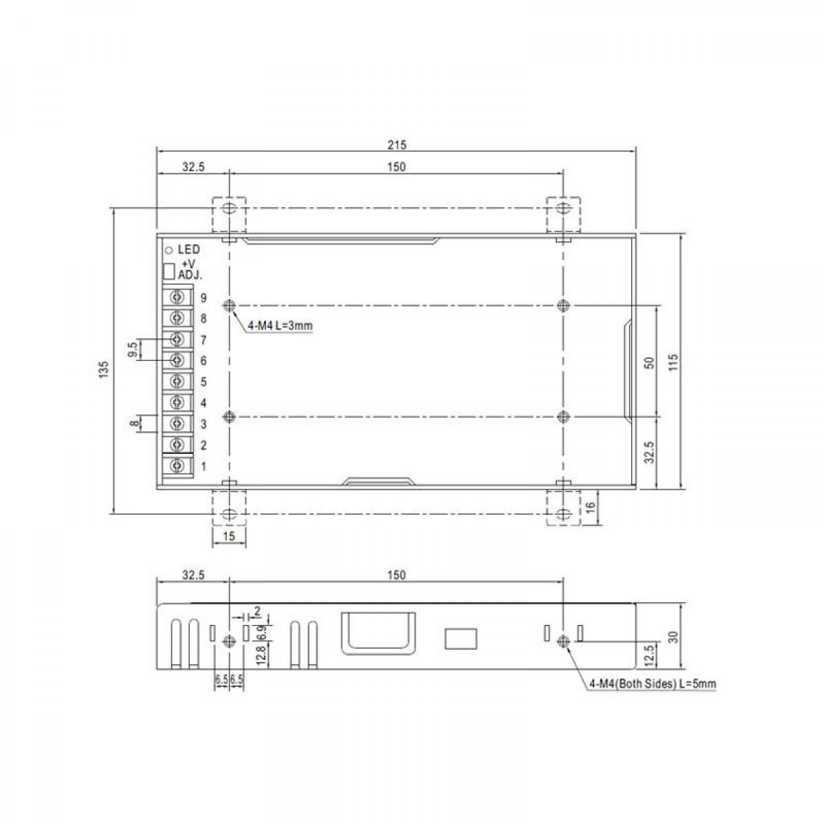 Fuentes de alimentación para tiras LED Mean Well 200W 24VDC LRS-200-24