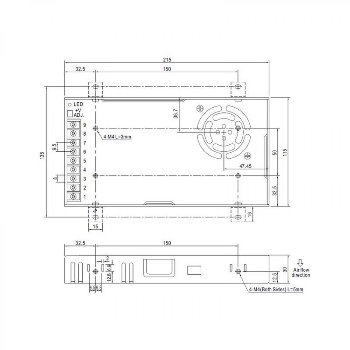 Fuentes de alimentación para tiras LED Mean Well 350W 12VDC LRS-350-12