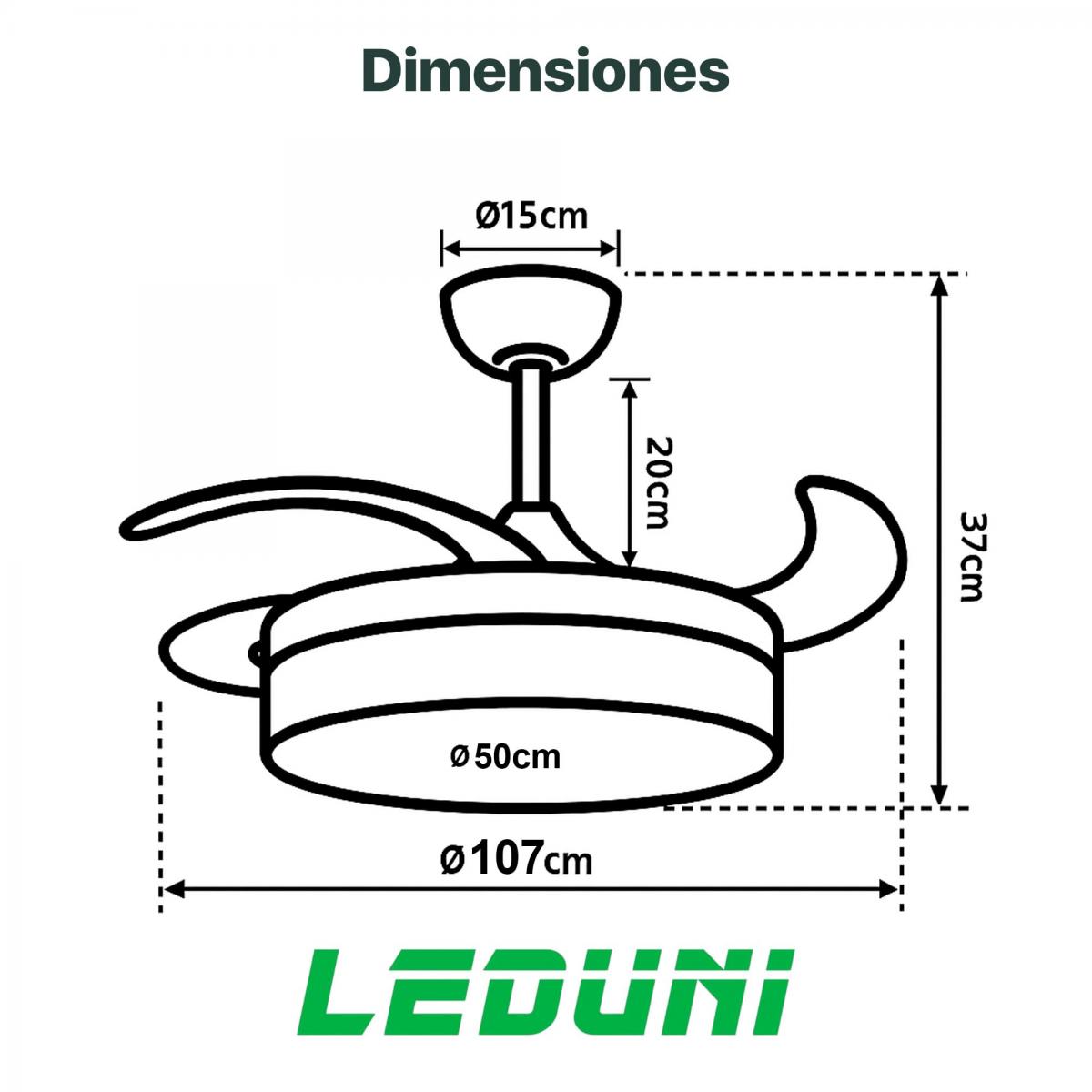 Ventilador de Techo LED Negro Liso CCT 4 PALAS
