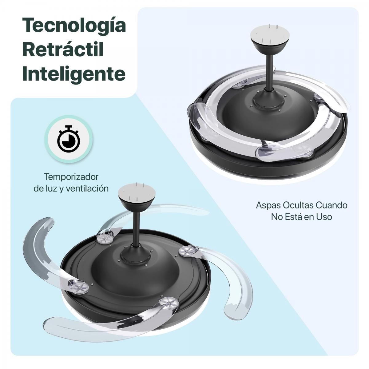 Ventilador de Techo LED Negro Liso CCT 4 PALAS