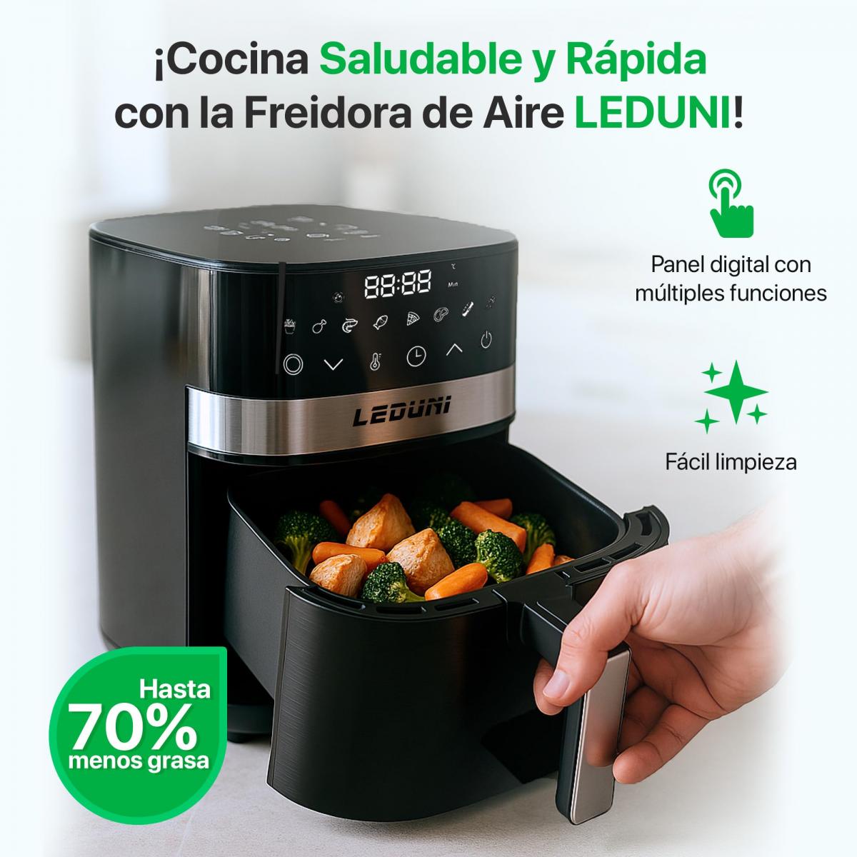 Freidora de Aire sin Aceite 6L de capacidad 1700 W