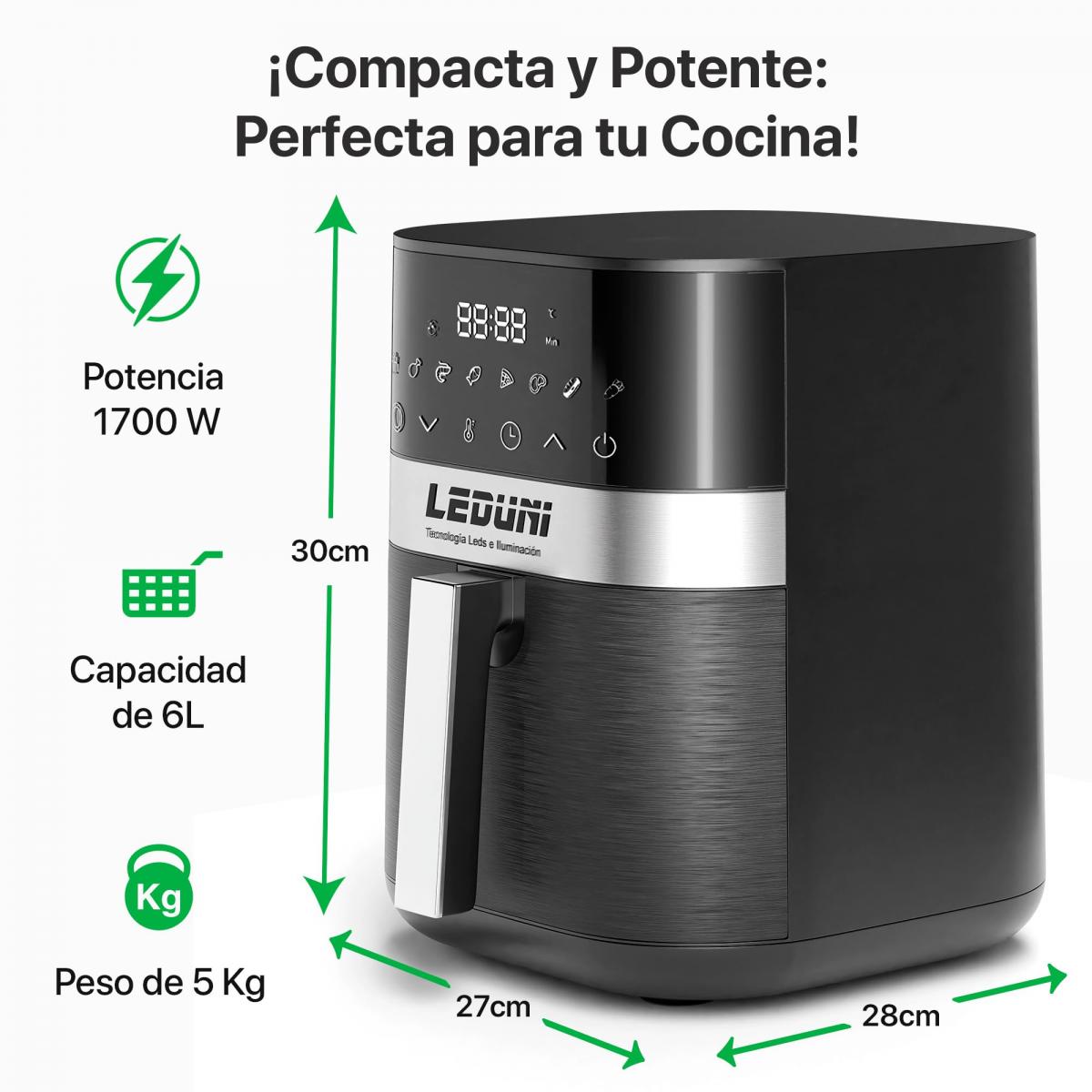 Freidora de Aire sin Aceite 6L de capacidad 1700 W